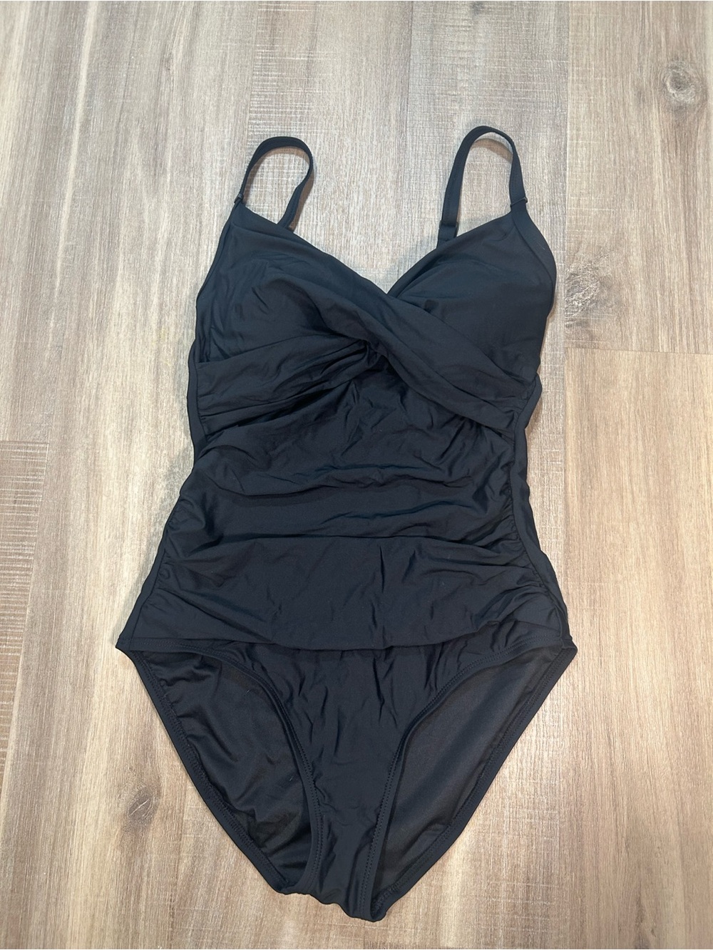 DKNY Women's Black One-Piece Swim Suit with Twist Front